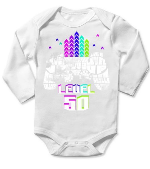 Geek Level 50 Unlocked 1973 50th Birthday Gamer Long Sleeve Baby One-Piece
