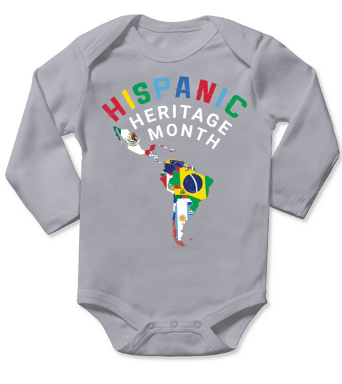 Map Celebrate National Hispanic Heritage Long Sleeve Baby One-Piece