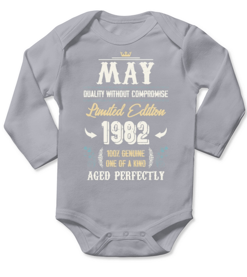 May 1982 Vintage Birthday Present Long Sleeve Baby One-Piece