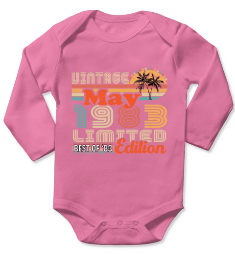May 1983 Vintage Birthday Gift Long Sleeve Baby One-Piece