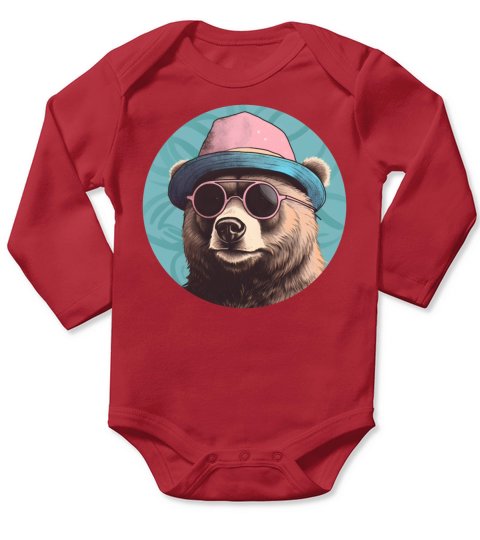 Retro Style 80s 90s Vintage Bear Lovers Long Sleeve Baby One-Piece