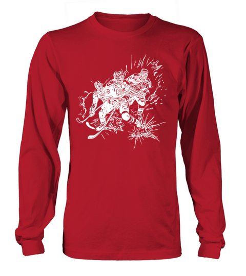 Vintage Ice Hockey Player Ice Crash Fan Motif Long sleeved Unisex