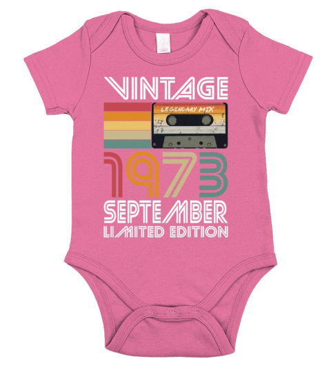 50th birthday september 1973 vintage 1973 Short Sleeve Baby One-Piece