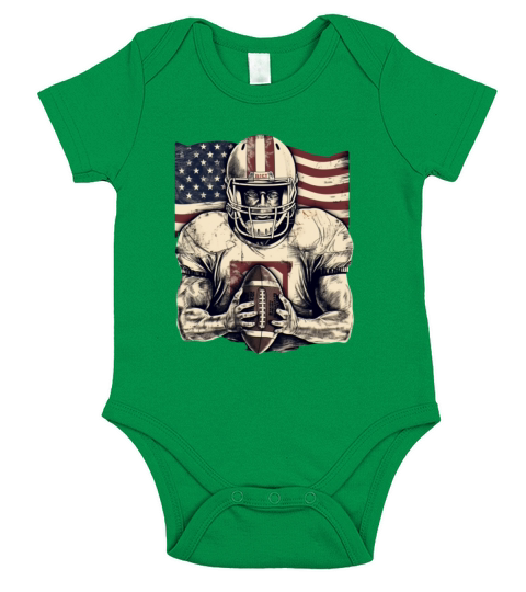 Football USA American Flag Vintage Gift Short Sleeve Baby One-Piece