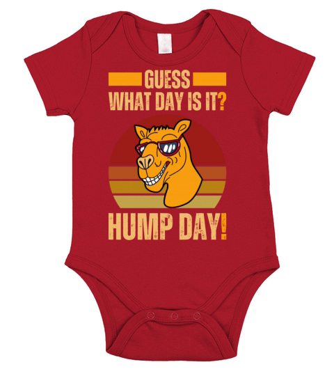 Guess What Day Is It HumpDay Camel Wednesday Retro Short Sleeve Baby One-Piece