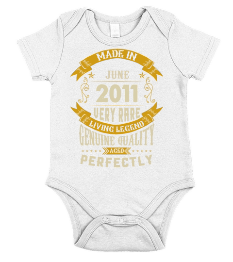 June 2011 Vintage Birthday Present Short Sleeve Baby One-Piece