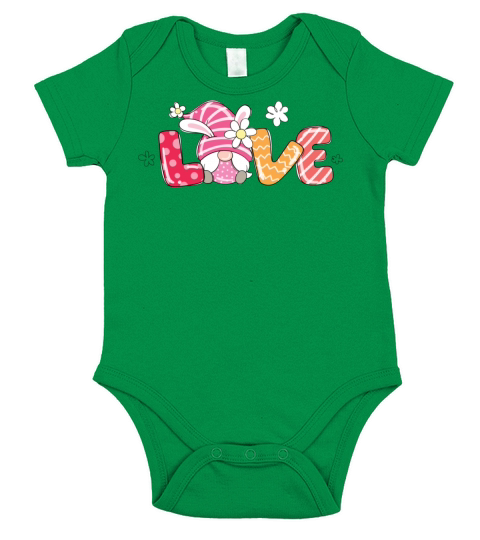 Love Easter Bunny Gnome Short Sleeve Baby One-Piece