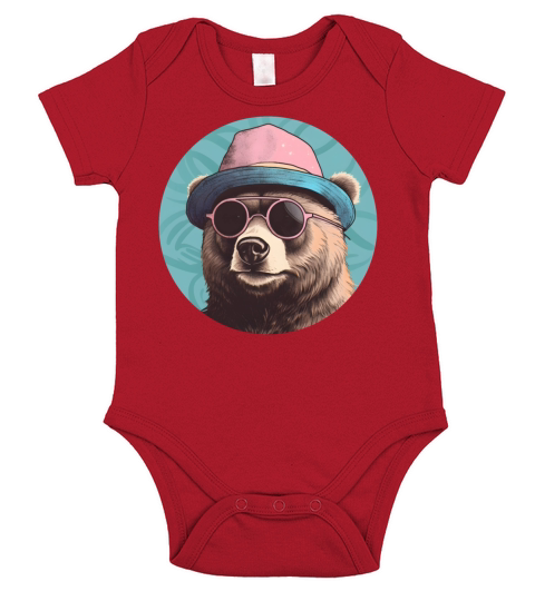 Retro Style 80s 90s Vintage Bear Lovers Short Sleeve Baby One-Piece