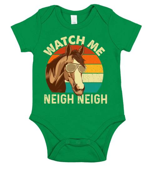 Watch Me Neigh Neigh Retro Vintage Horse Lover Short Sleeve Baby One-Piece