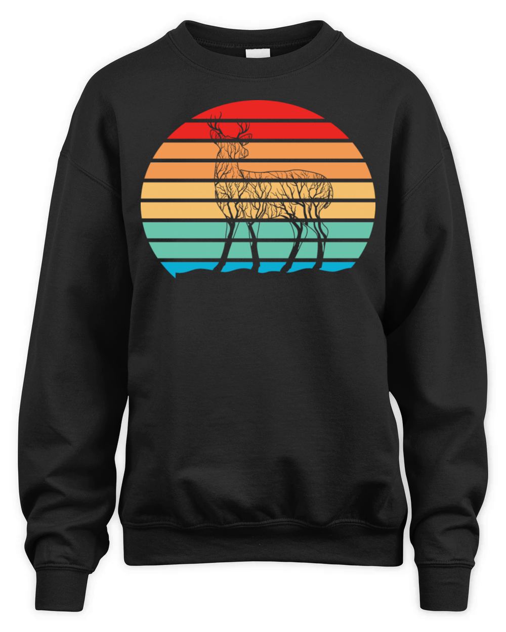 Rendeer Tree On Retro Sunset Unisex Premium Crewneck Sweatshirt