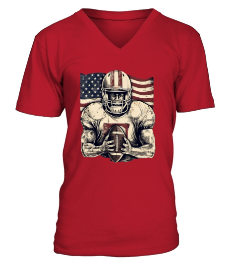 Football USA American Flag Vintage Gift V-Neck T-shirt