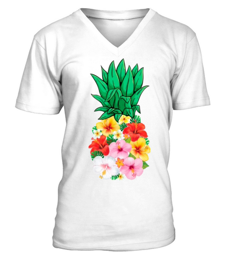 Hawaiian Pineapple Flower Aloha Vintage Hawaii V-Neck T-shirt