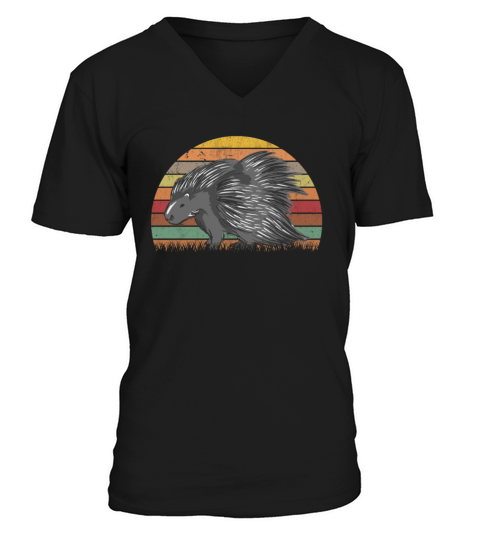 Porcupine Vintage Retro V-Neck T-shirt