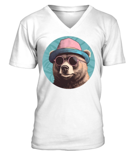 Retro Style 80s 90s Vintage Bear Lovers V-Neck T-shirt