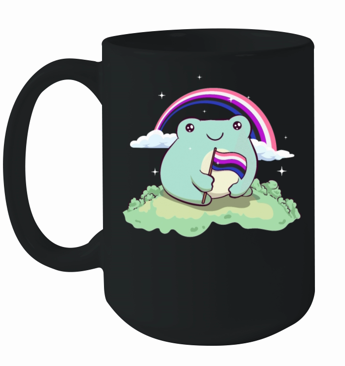 Gender Fluid Pride Flag Cute Frog Subtle LGBTQ Ceramic Mug