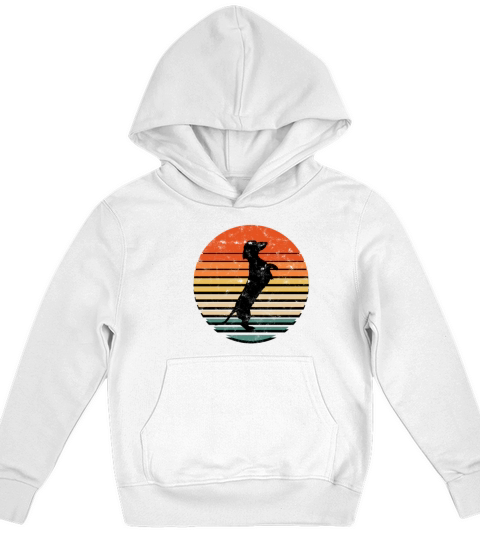 Dachshund Vintage Silhouette 60s 70s Retro grunge Kids Hoodie