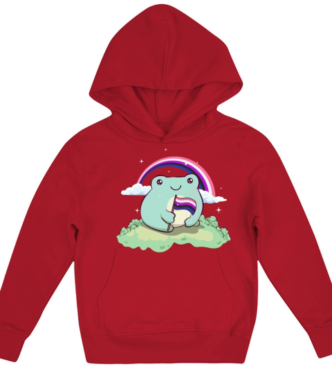 Gender Fluid Pride Flag Cute Frog Subtle LGBTQ Kids Hoodie