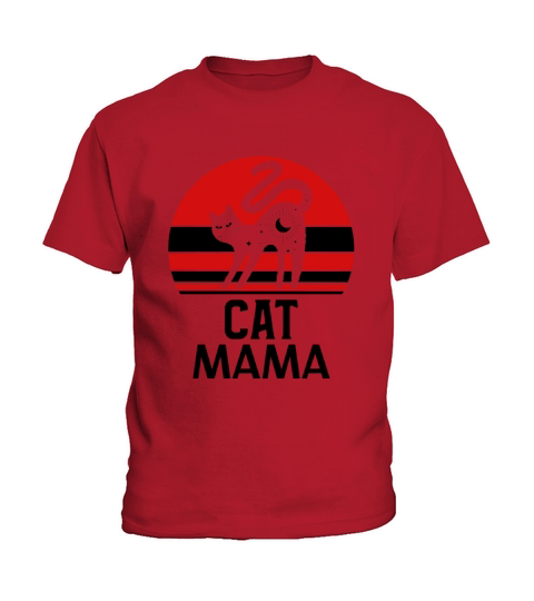 Cat Mama Vintage 80s Style Retro Graphic Tee Kids T-Shirt
