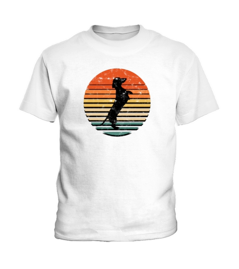 Dachshund Vintage Silhouette 60s 70s Retro grunge Kids T-Shirt