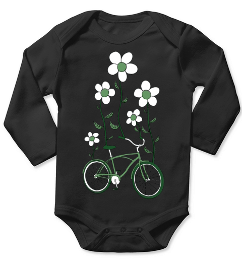 bike flowers shirt Long Sleeve Baby One-Piece