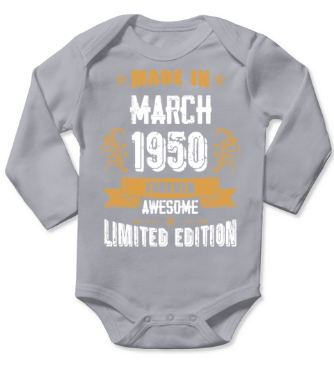 March 1950 Vintage Birthday Present Long Sleeve Baby One-Piece
