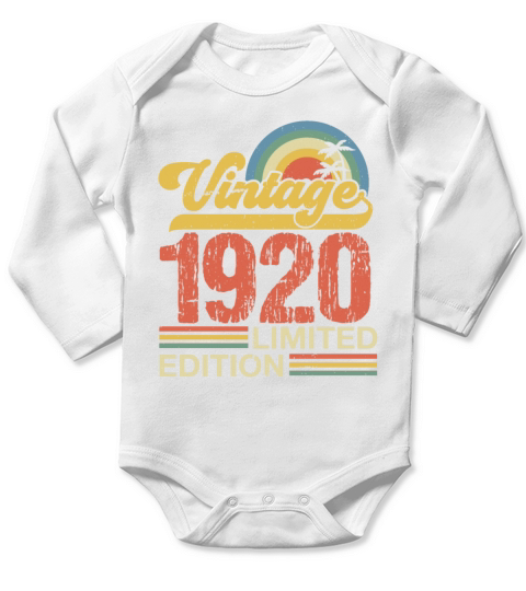 Retro Vintage 1920 Limited Edition Long Sleeve Baby One-Piece