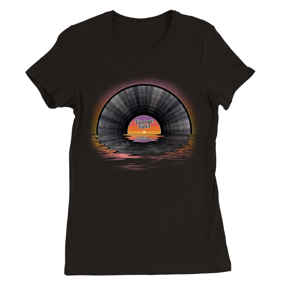 Vintage Vibes Vinyl Record Collector Premium Womens Crewneck T-shirt