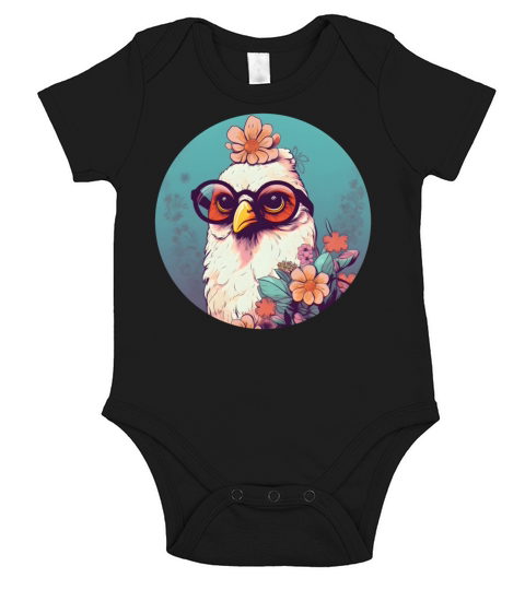 Retro Style 80s 90s Vintage Chicken Lovers Short Sleeve Baby One-Piece