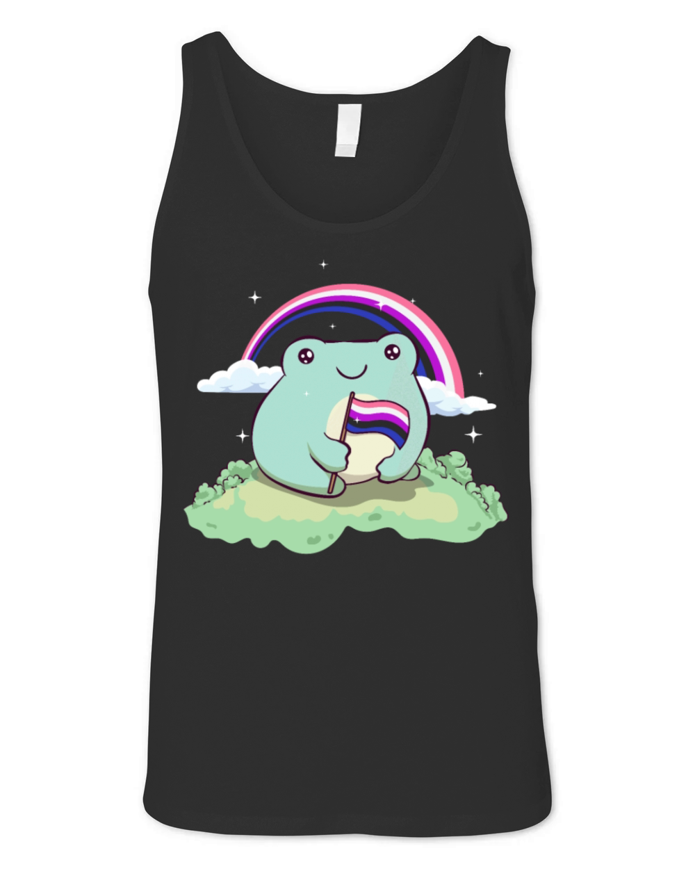 Gender Fluid Pride Flag Cute Frog Subtle LGBTQ Unisex Jersey Tank