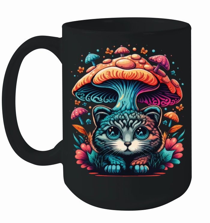 Show Your Style with Cats and Mushroom T-Shirts Ceramic Mug