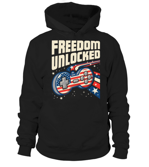 Gamer Freedom Unlocked 4th Of July American Flag Hoodie Unisex