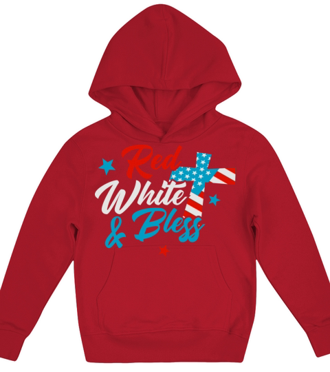 Red White And Bless American Flag Kids Hoodie