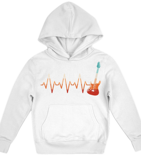 Retro Electric Guitar Heartbeat Guitarist Rock Kids Hoodie