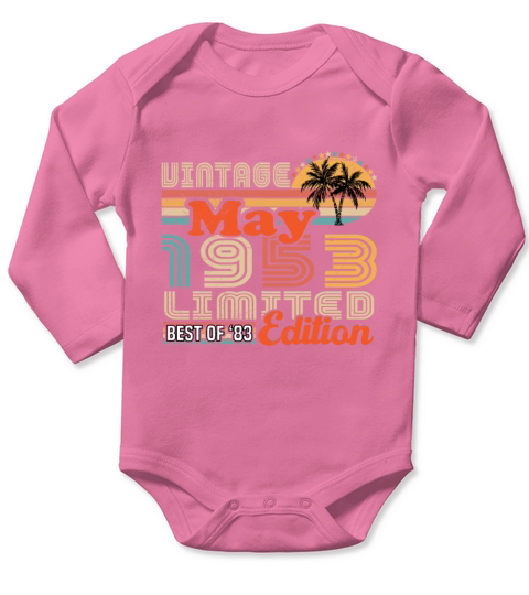 May 1953 Vintage Birthday Gift Long Sleeve Baby One-Piece