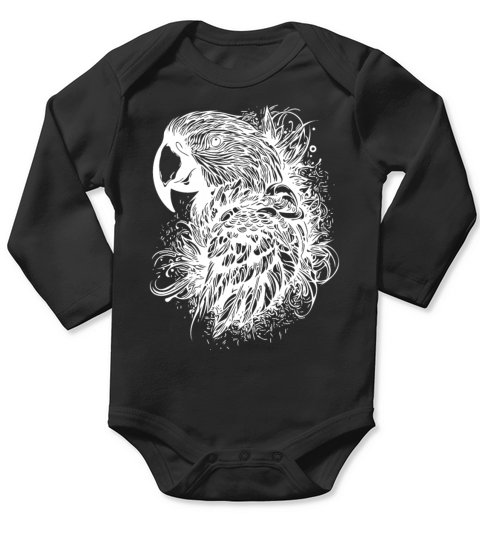 Parrot Vintage Bird Portrait Drawing Long Sleeve Baby One-Piece