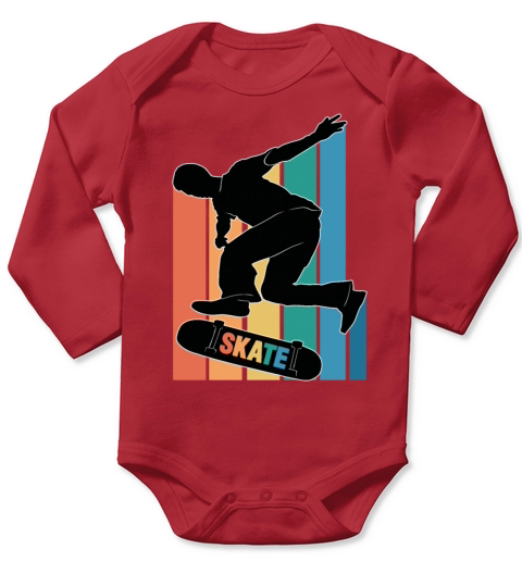 Skateboarding Skateboarder Silhouette Colorful Long Sleeve Baby One-Piece