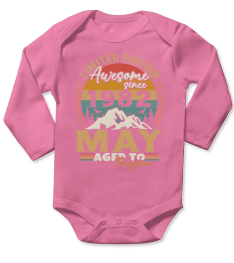 Vintage Born In May 1982 Birthday Gift Long Sleeve Baby One-Piece