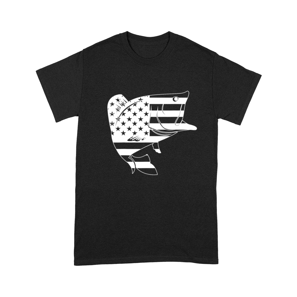 Bass Fishing American Camo USA Vintage Flag Premium T-shirt