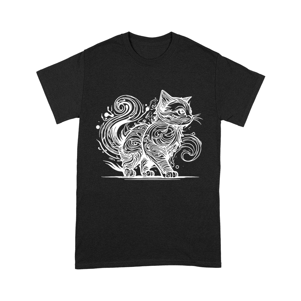 Clumsy Elegant House Cat In Tattoo Style Premium T-shirt