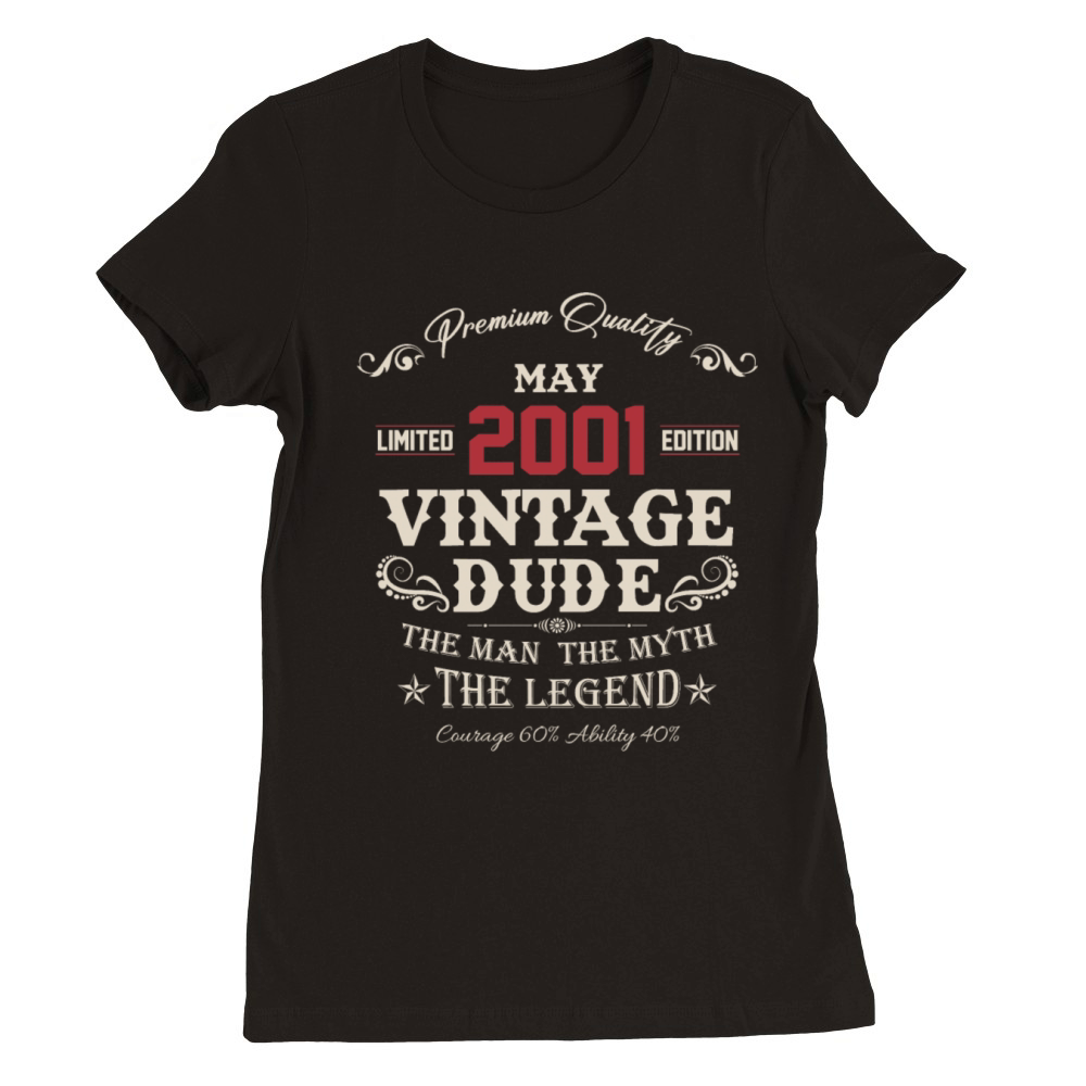 May 2001 Vintage Birthday Present Premium Womens Crewneck T-shirt