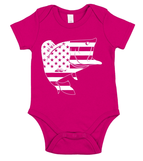 Bass Fishing American Camo USA Vintage Flag Short Sleeve Baby One-Piece