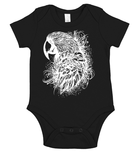 Parrot Vintage Bird Portrait Drawing Short Sleeve Baby One-Piece