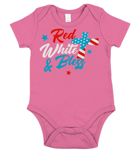 Red White And Bless American Flag Short Sleeve Baby One-Piece