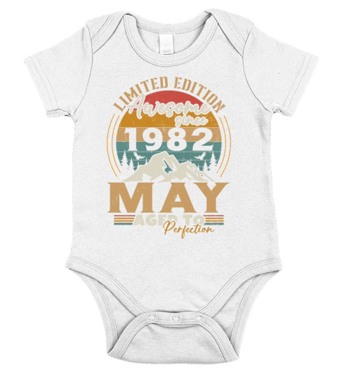 Vintage Born In May 1982 Birthday Gift Short Sleeve Baby One-Piece