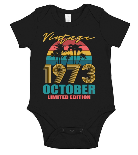 Vintage October 1973 Limited Edition Short Sleeve Baby One-Piece