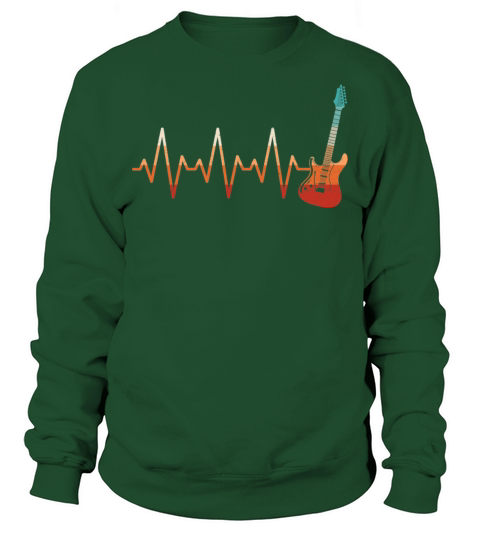Retro Electric Guitar Heartbeat Guitarist Rock Sweatshirt Unisex