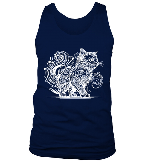 Clumsy Elegant House Cat In Tattoo Style Tank Top Unisex