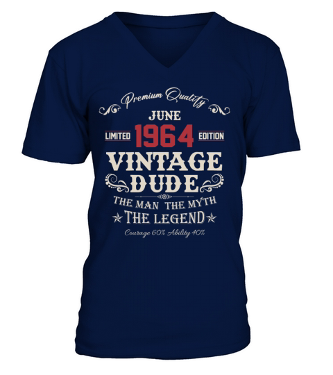 June 1964 Vintage Birthday Present V-Neck T-shirt