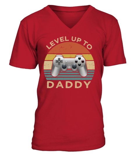 Vintage Level up to Daddy Fathers V-Neck T-shirt