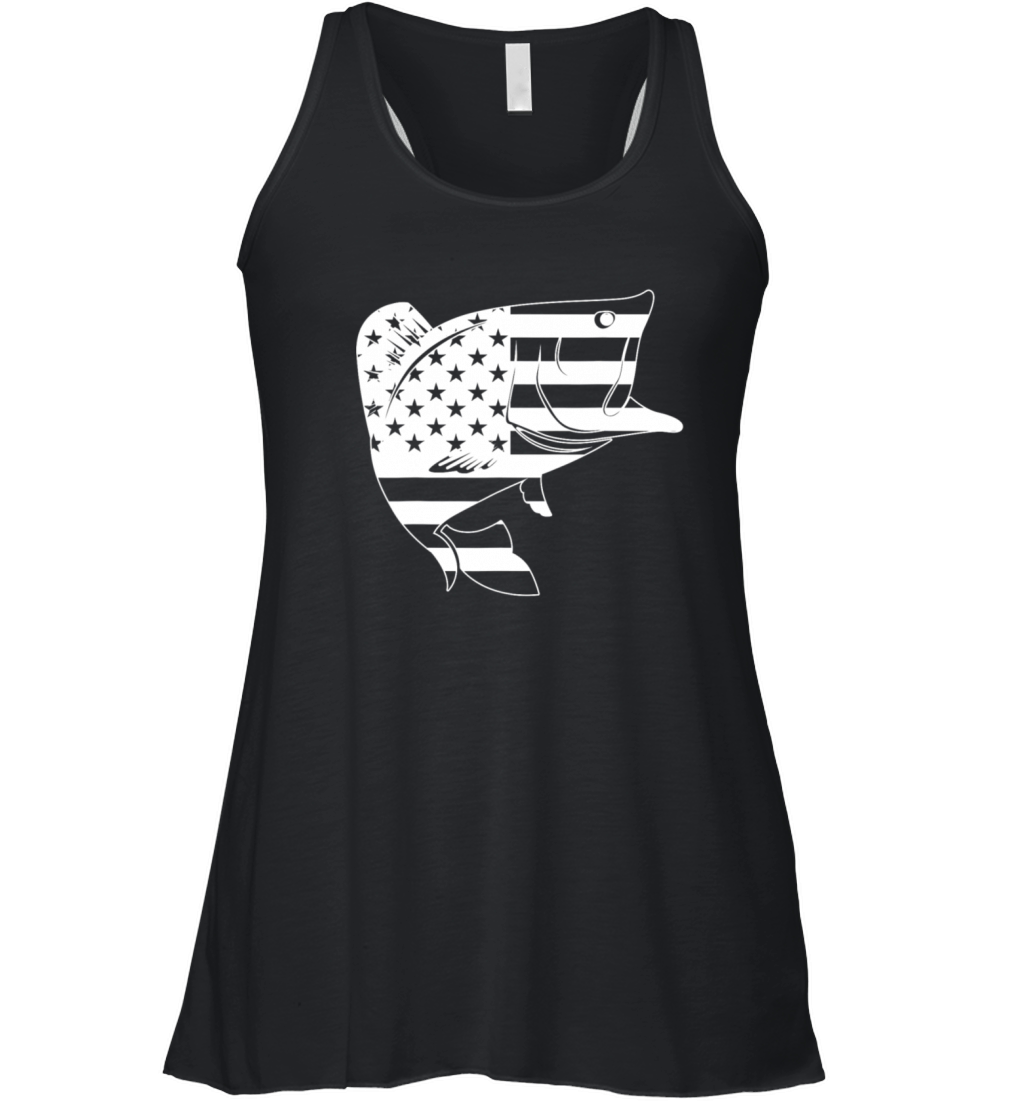 Bass Fishing American Camo USA Vintage Flag Women's Flowy Tank Top